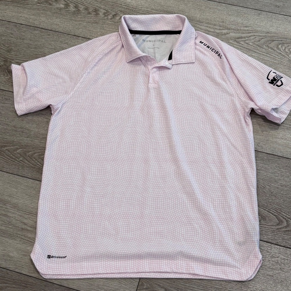 Municipal Polo Shirt Mens Large Pink WM Phoenix Open Golf Athletic Preppy Casual
